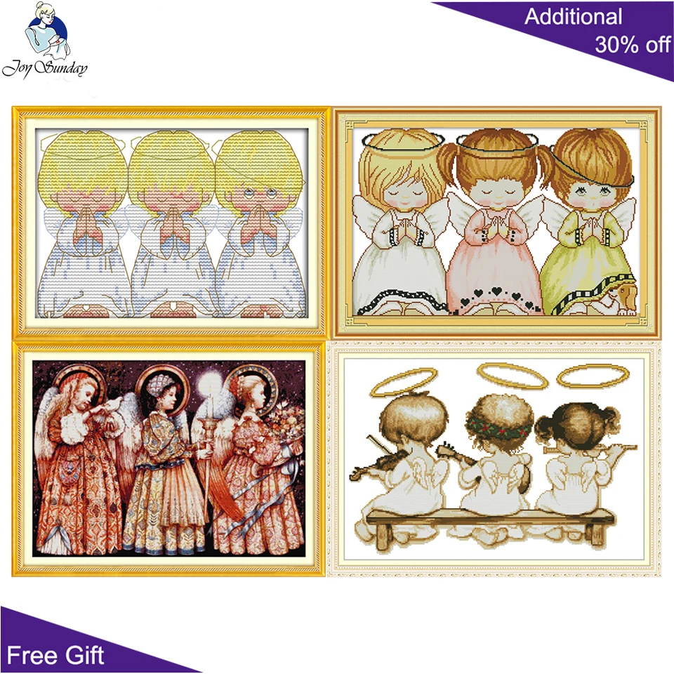 Joy Sunday Angels EventPoint, Krížové stehy, domáce dekorácie, traja malý anjeli, R569 (2), R582, RA234, RA300