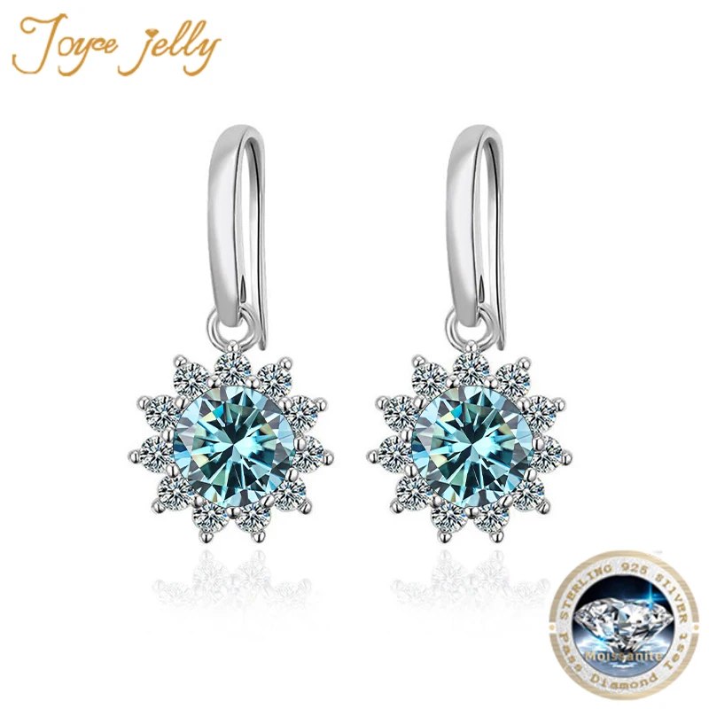 Joycejelly Dámsky strieborný strieborný 925 šperky 1 karát 2 karát Moissanite Diamond Drop náušnice