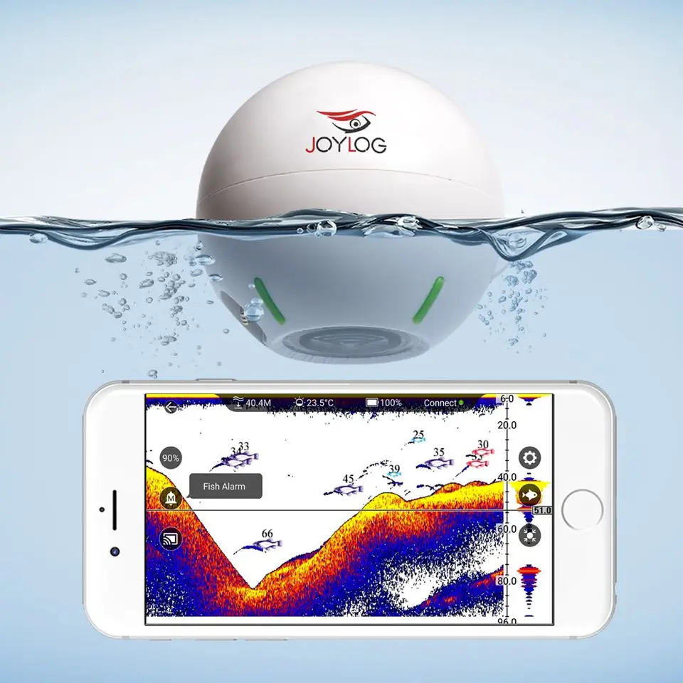 Joylog Smart Sonar Fish Finder nabíjateľný bezdrôtový senzor 40 m hĺbka vody Echo Sounder Rybolov pre návnadové člnové rybolov