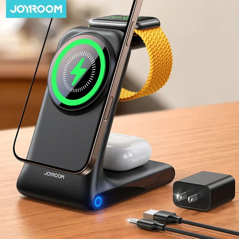 Joyroom 3-v-1 Magnetic Wireless Station Station Wireless Phone nabíjačku pre iPhone 16 15 14 13 12 pre iWatch pre AirPods