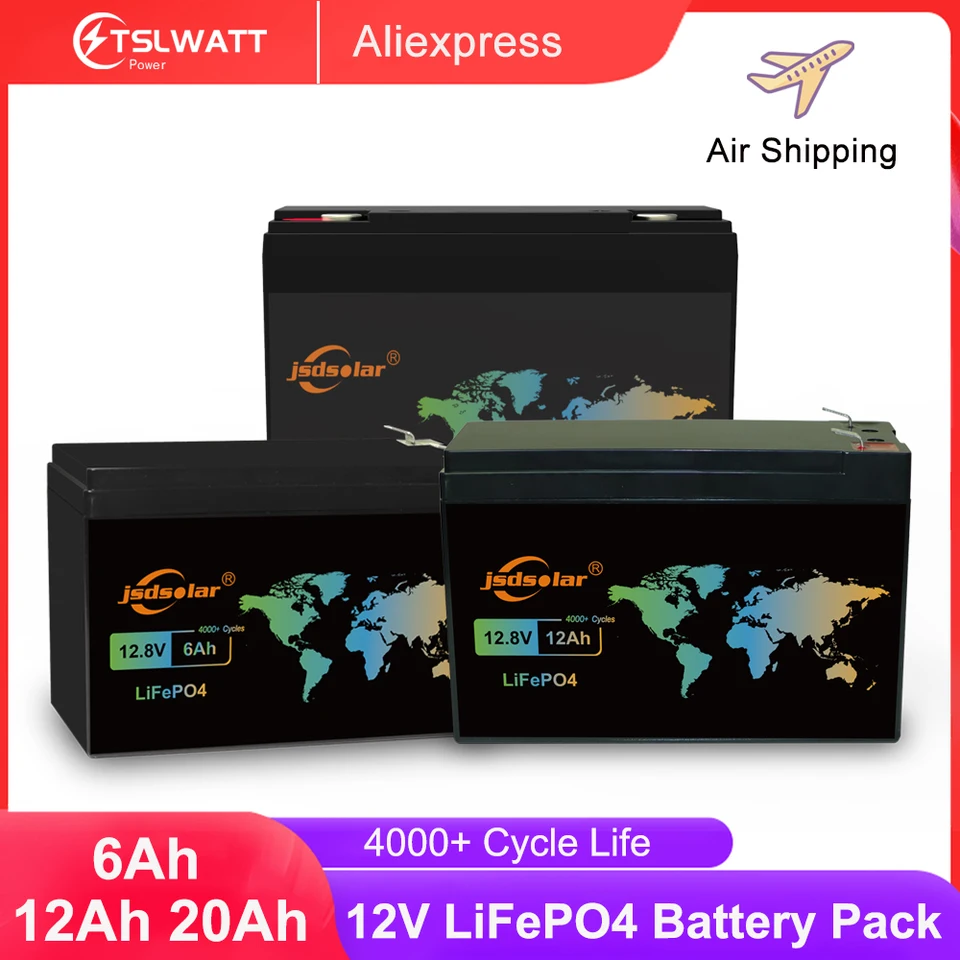 JSDSOLAR 12V 6AH 12AH 20AH 20AH LIFEPO4 Batéria nabíjateľnú lítiovú batériu lítium fosforečnanu pre RV motorové člny pre motorové lode RV