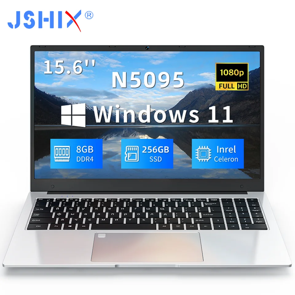 JSHIX 15,6 palca Intel Celeron N5095 Ultraslim NAPOHOP 8 GB RAM 512 GB 1TB SSD Windows 11 Jeden kľúčový odtlačok prsty odomknutie prenosného laptopu