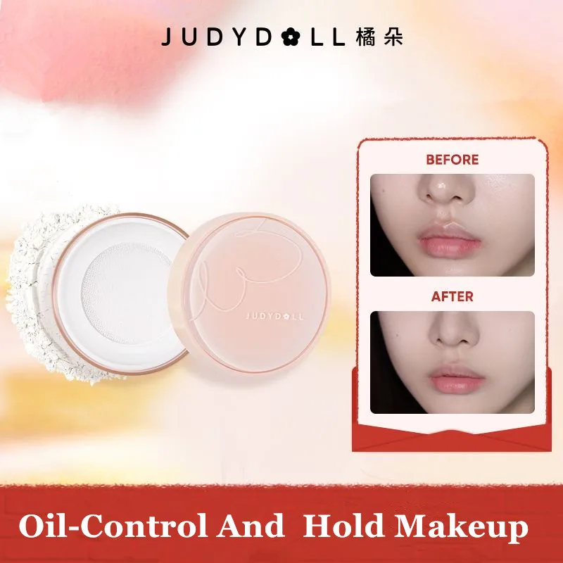 Judydoll matné nastavenie voľného ovládača práškového oleja Dlhodobé držanie make -up svetlo hmla Priehľadná tvár dokončovacieho prášku