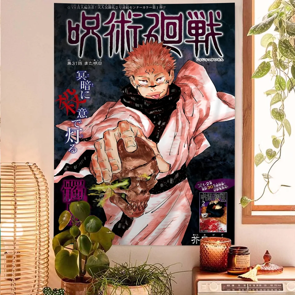 Jujutsu kaisen tapisérie anime tapisérie závesný tarot hippie koberce