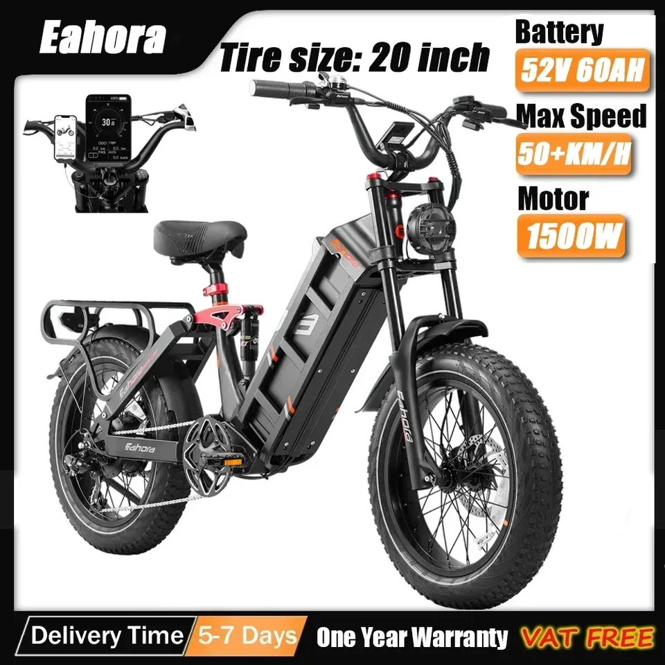 Juliet 2 Dospelý elektrický bicykel 1500W Motor 52V 60Ah lítium Hybrid 20 palcov