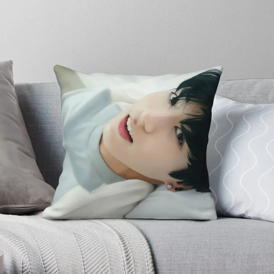 Jungkook Square vankúš Pollowcase Polyester Linen Velvet vzor zips dekoratívna pohovka