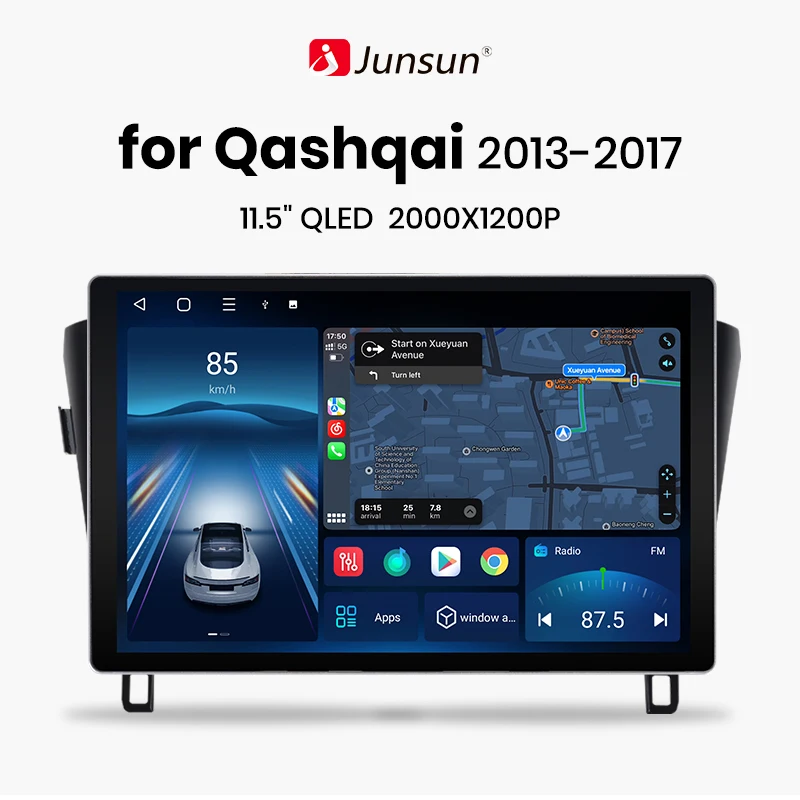 JUNSUN X7 PRO 11.5 2K Wireless CarPlay Android Auto Car Radio pre Nissan Qashqai J11 X-Trail 3 2013-2017 Multimedia Autoradio