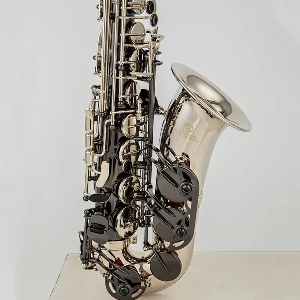 Jupiter JAS-1100 Vysokokvalitný alto eb naladenie saxofónu mosadzný hudobný nástroj Niklovaný strieborný saxofón s puzdrom