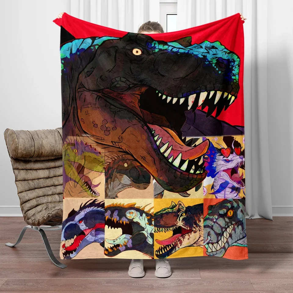 Jurassic Park Dinosaurus Roztomilý tlačený flanel tenká prikrývka.Four sezóny prikrývka
