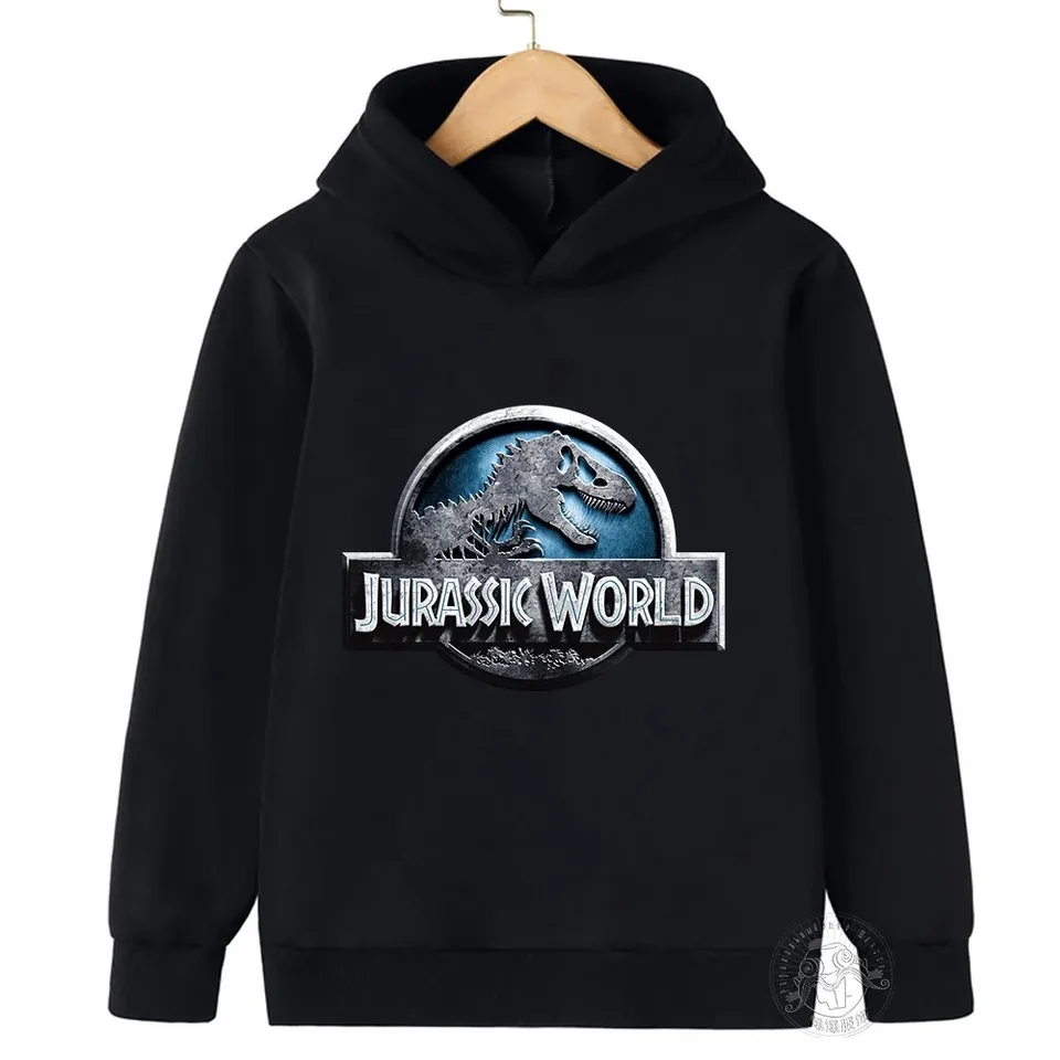 Jurassic Park Hoodie Kids Cartoon Dinosaur Mikiny Tops Tops Casy Boys Dievčatá Pullovs s dlhým rukávom Deti Jeseň športové oblečenie