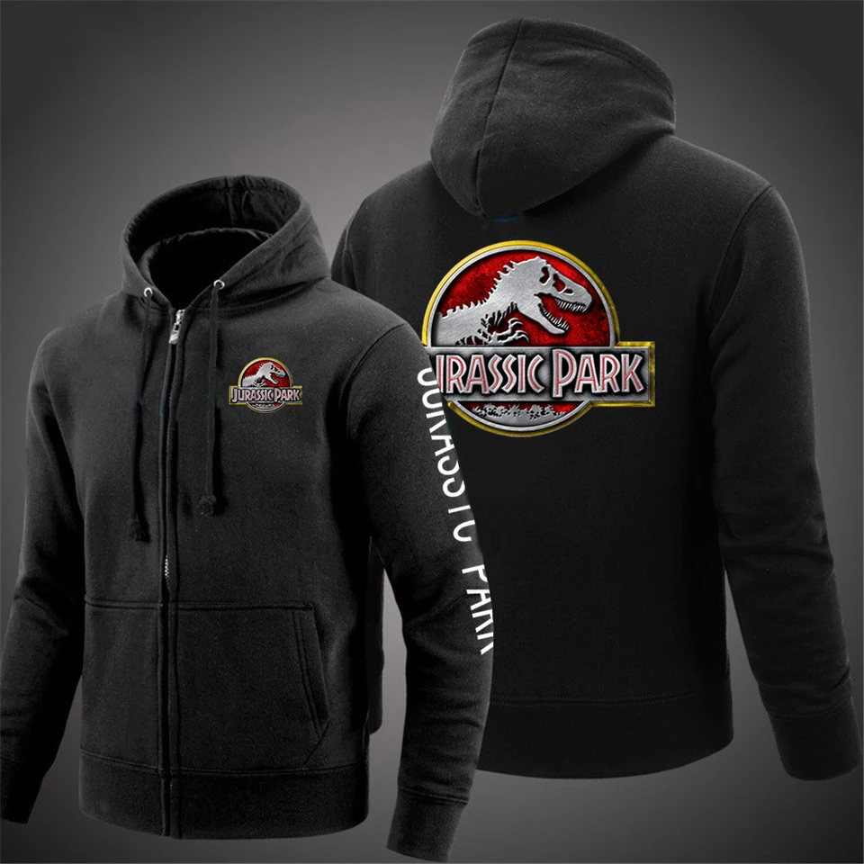 Jurassic Park Printing Men Nová jar jesenná módna streetwear udržiavajte teplú pullover mikinu s dlhým rukávom Príležitostné mikiny