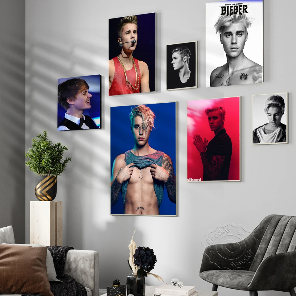 Justin Bieber Plagát Hot Singer Hudobné plagáty Výtlačky nástenné umenie Decor Magazine Cover Canvas maľba bar Pub Club nástenné nálepky