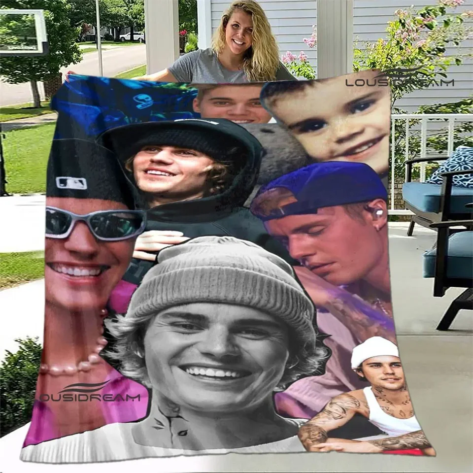 Justin Bieber Vytlačená prikrývka Teplé flanelové prikrývky mäkké a pohodlné prikrývku domáce cestovanie prikrývku postele Leda Birthday Darček