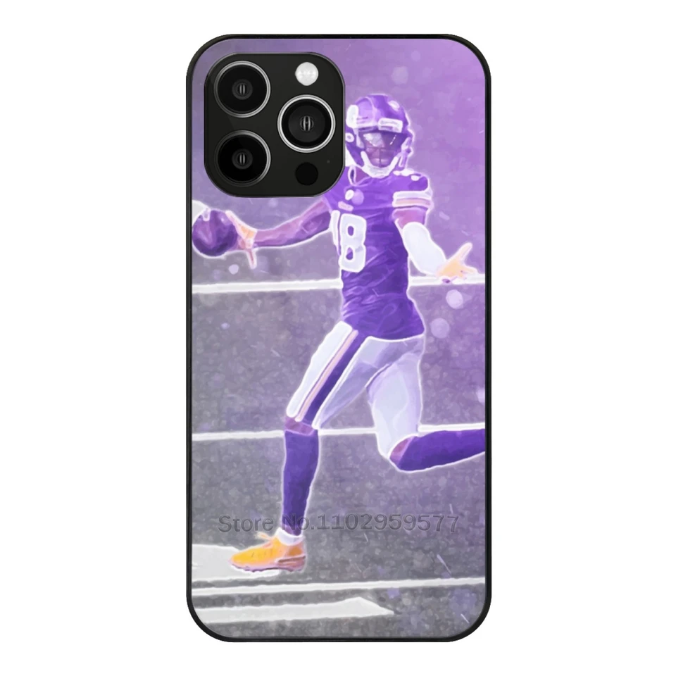 Justin Jefferson Ilustration sklenené puzdro pre Apple iPhone 15 14 13 Pro 11 12 7 8 Plus xs max