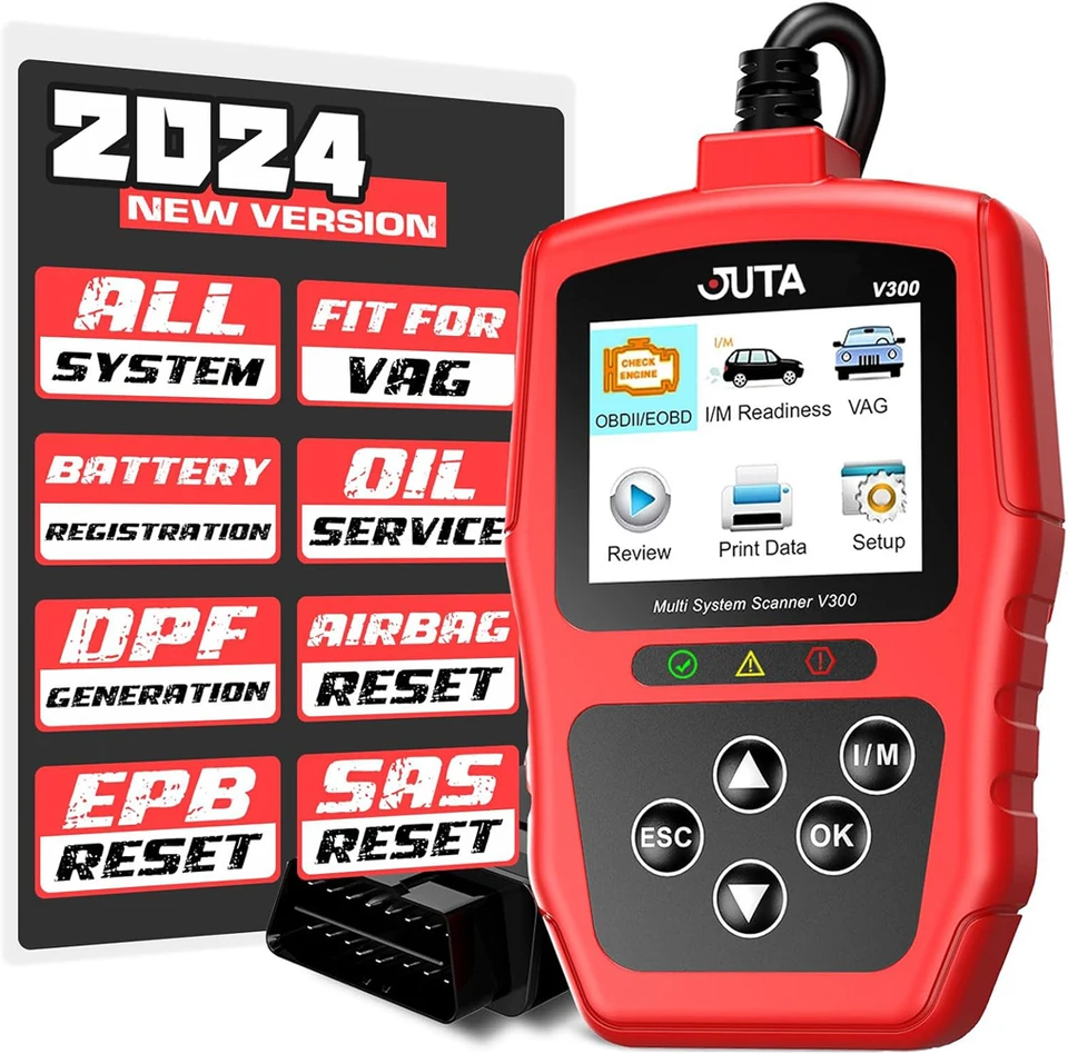 JUTA V300 OBD2 skener kompatibilný pre Audi Volkswagen Skoda SEAT Plné systémy Diagnostické čítanie nástrojov s olejom RESET batérie