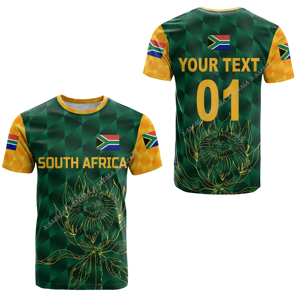 Južná Afrika Proteas Cricket Custom Text 3D tlačené tričko Top tričko muži Rýchle suché priedušné plynulo dospelé muži krátke rukávy