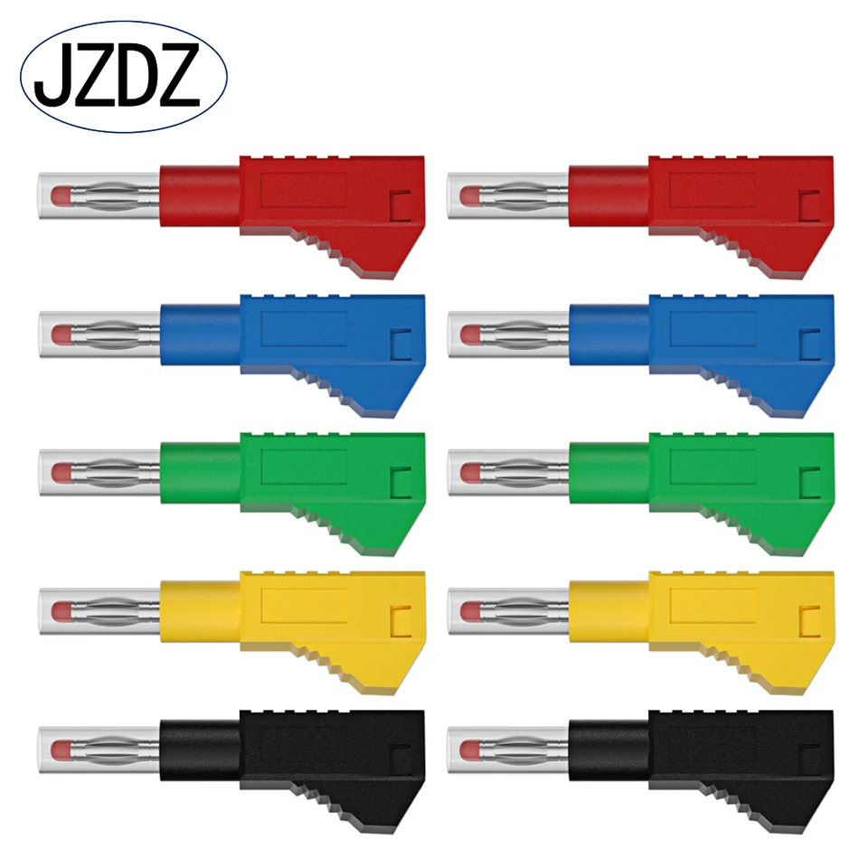 JZDZ 10ks 4 mm banánové zástrčky bezpečnosť zatiahnuteľná stohovateľná spájka v riadku DIY Test Test Owns Connectors J.10043
