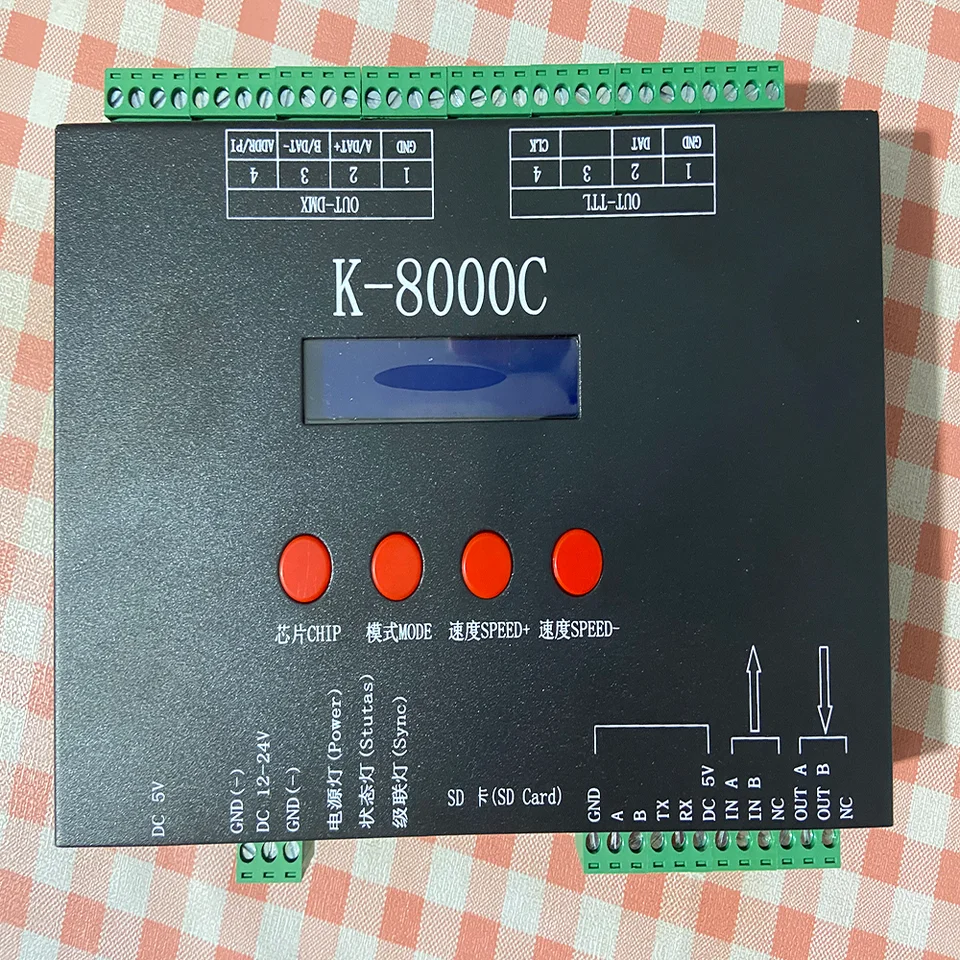 K-8000C Radič LED pixel SPI Off-line DC5V-24V 12V Programovateľná DMX SD karta pre WS2811 WS2812 RGB Full Color LED Pixel Light Light