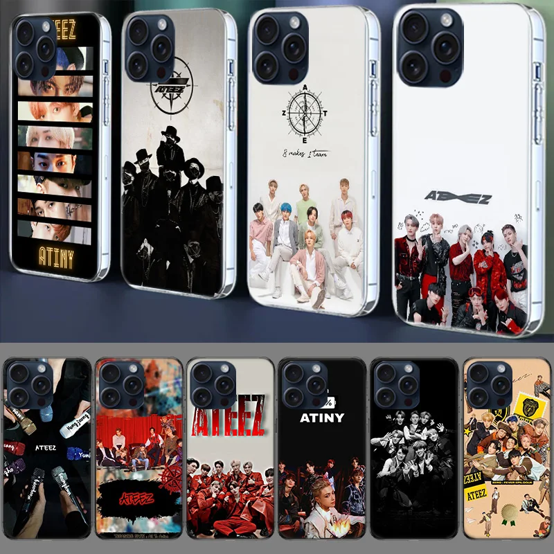 K-KPOP A-Ateez Clear Case pre Apple iPhone 12 13 Mini TPU 11 14+ 15 16 Pro Max Capa Plus XR X X X MAX TELEFÓN PLOPLO Silikón Roztomilý