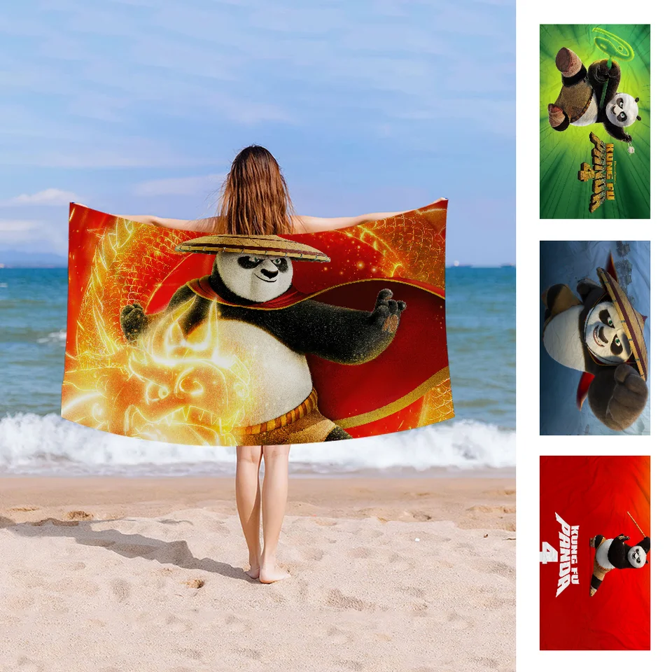 K-kung fu p-P-Panda 4 Anime Beach plávanie uterák Soft Absorbent Washwleet Detské darčeky pre deti cestovné kemping
