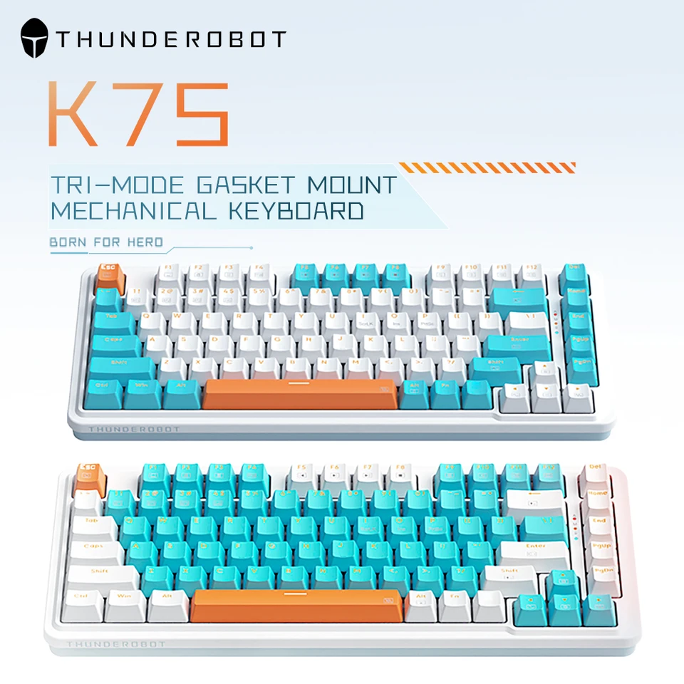 K75 Mechanická klávesnica Thunderobot 75 Klávesy RGB Hot Swapble Red Switch 2.4G Wireless Keyboard Bluetooth pre PC Win/Mac Win/Mac