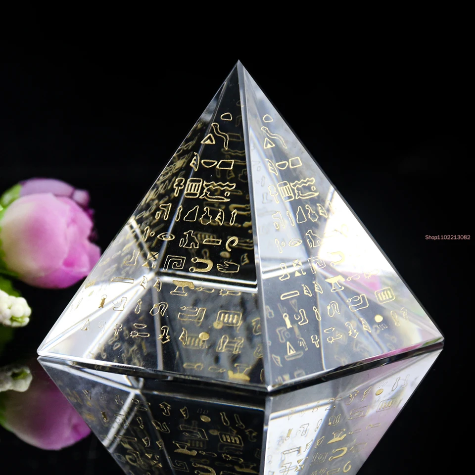 K9 Crystal Laser Carving Ancient Egypt Cuneiform Rune kúzlo pyramídové hranoly ozdoby remeselné remese
