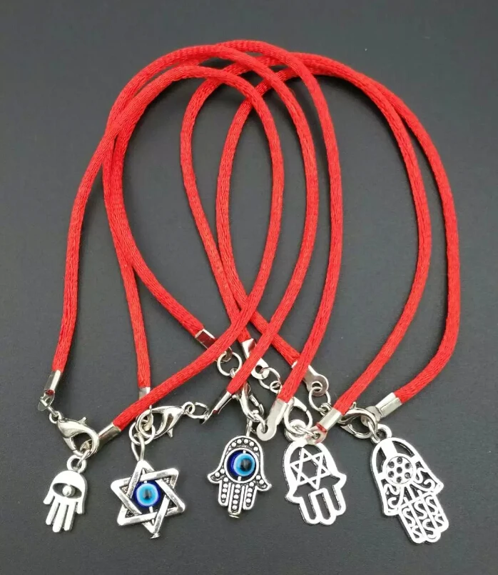 Kabbalah Fatima Hamsa ruka kabala ručne vyrobená náramok s viacerýmifarebnými reťazcami veľa šťastia na ochranu náramku Q317