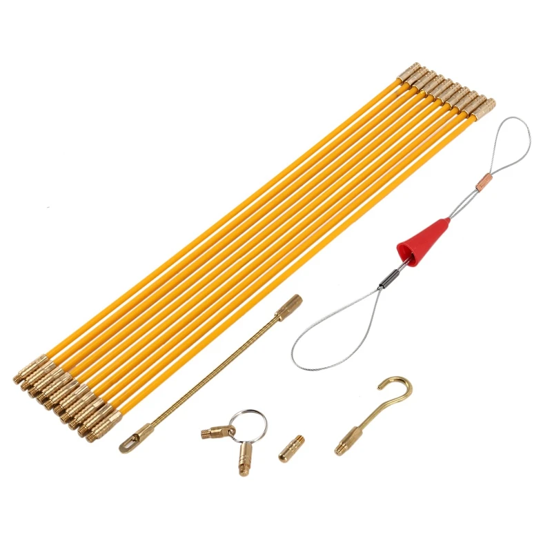 Kabelážové tyče rybia páska 10,83 stôp sklo vlákien elektrický kábel v závite sťahovača v prípade 10Rods x 33 cm