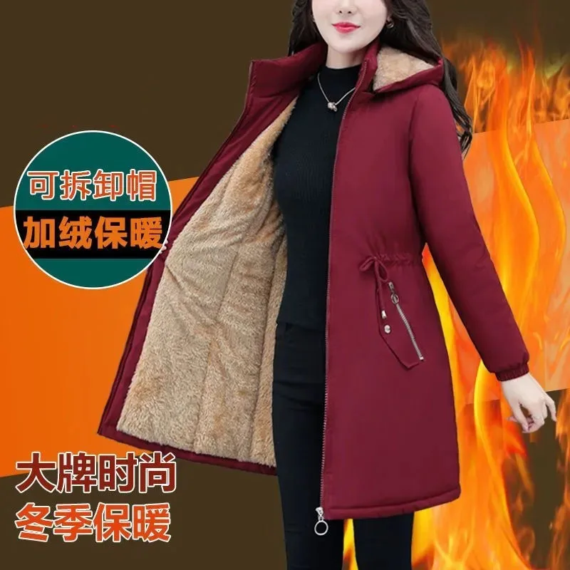 Kabátová parka plus zamat Polded Down Down Cotton-Padded bunda dievčenské dlhé bavlnené lapované kabát zimné nové kabáty Dámske rezervy