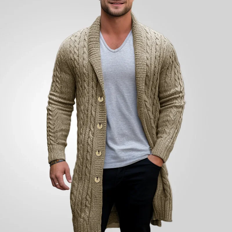 Kabáty Muži svetre svetre stredná dĺžka kabáty otáčajte golier s úplným rukávom s jedným breasted Open Stitch Autumn Winter Touchear