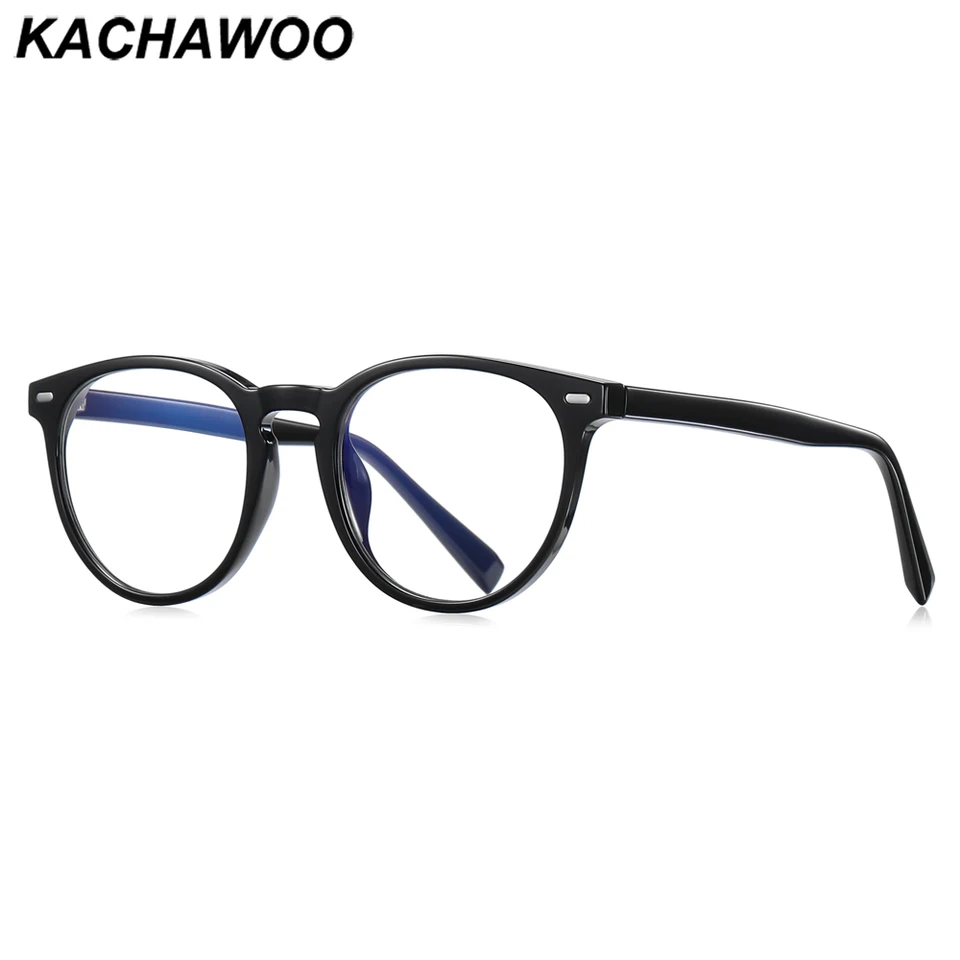 Kachawoo ženy okrúhle okuliare anti modré svetlo Tr90 acetát retro okuliare Rám pre mužov unisex kórejský štýl čierna zelená hnedá
