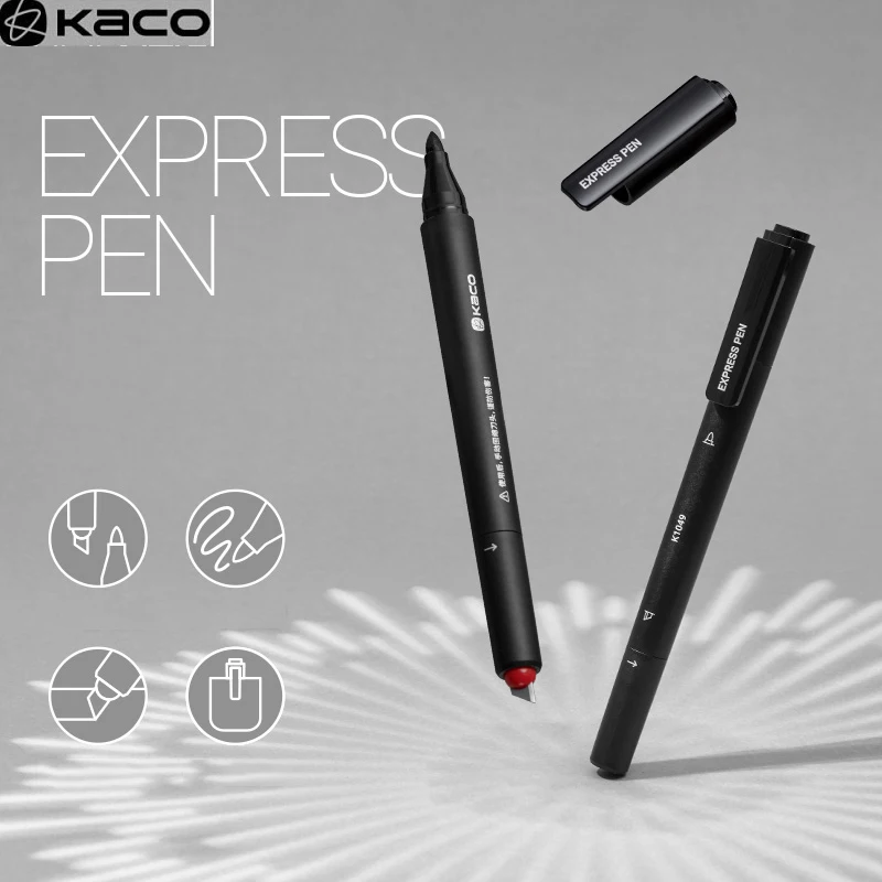 KACO Express Marking Pen Unbox Nôž, 2 v 1 čiernom olejovom markeroch Rotujúce skryté skryté prenosné kancelárske školy Supplie