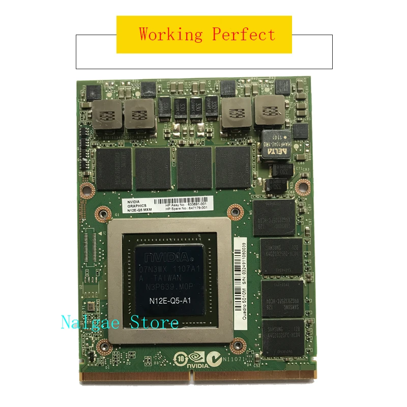 KADRO 5010M Q5010M Video VGA Grafická karta N12E-Q5-A1 4 GB pre Dell M6600 M15X HP 8760W 8770W 100% Pracovná práca Plne testovaná