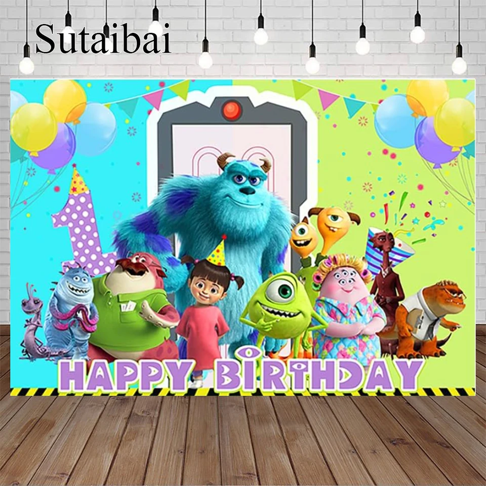 Kady rodiny Green Monster Inc pre narodeninovú oslavu Monster Inc Boo BAYBILN BANNER pre narodeninovú oslavu tortu stolová dekorácia