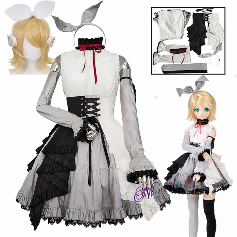 KAGAMIN RIN Cosplay kostým anime PJSK Project SEKAI Farebné pódium feat 25ji Nightcord na 25 Cosplay kostýmy parochňa gotické šaty