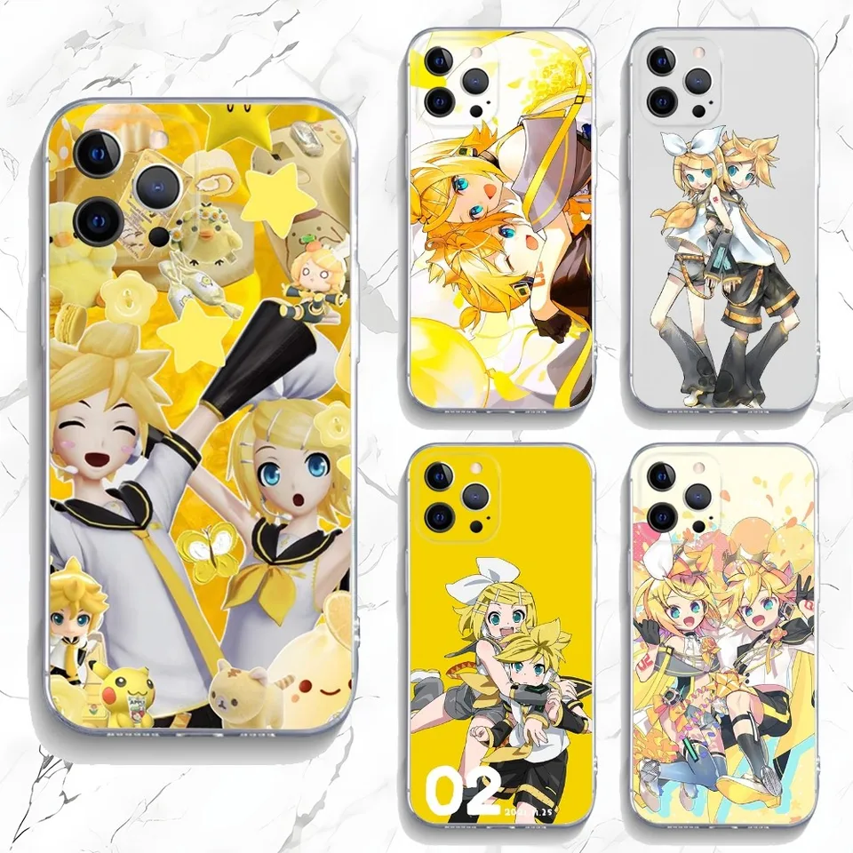 KAGAMINE RIN PALLE PASE pre iPhone 16,15,14,13,12,11 Plus, Pro, Max, XR, XS, X, 7,8 Plus, SE, SE, MINI TRANSPALENT Silikón Soft Soft