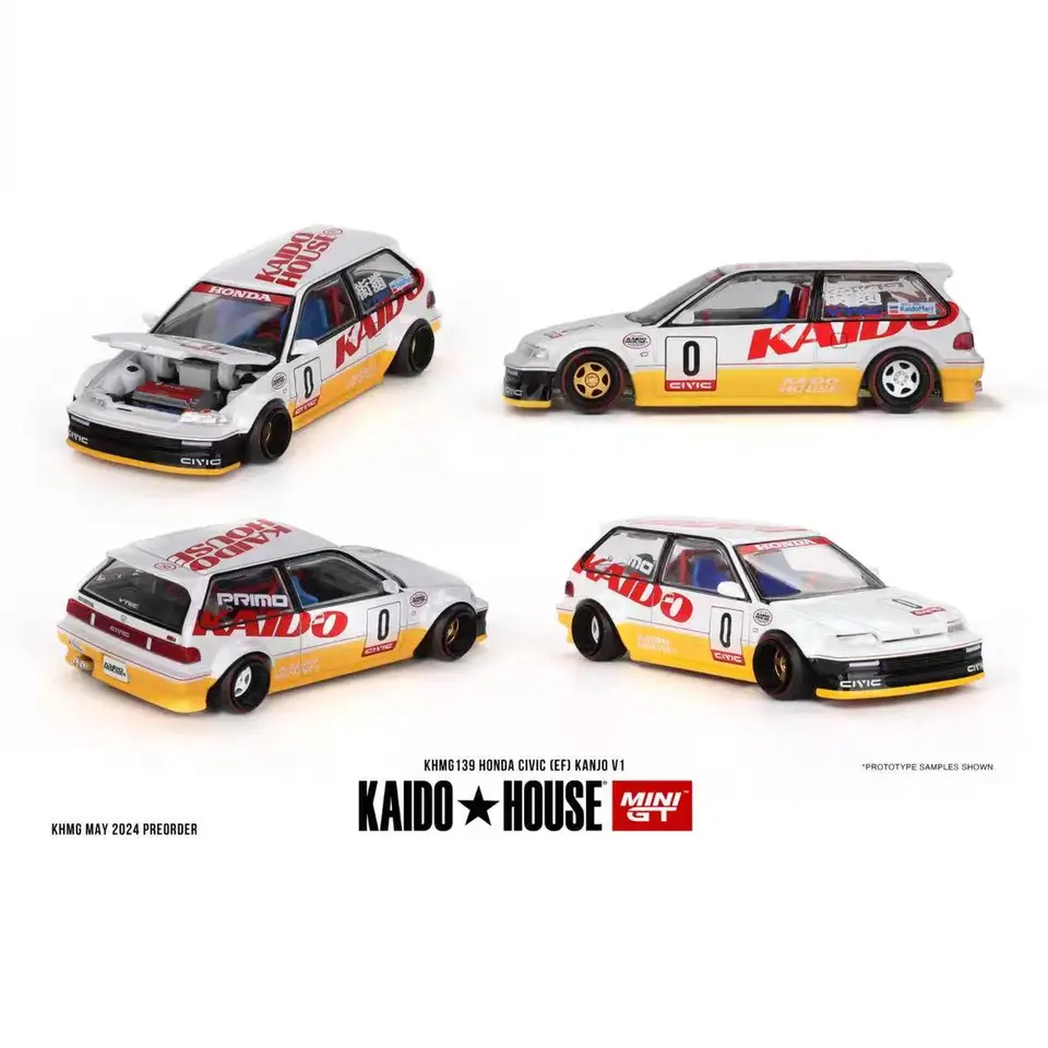 Kaido Minigt 1:64 Honda Civic Honda Khmg139 Miniatúrny model zliatiny zliatiny, dekorácia pre dospelých, chlapčenská hračka, darček k narodeninám
