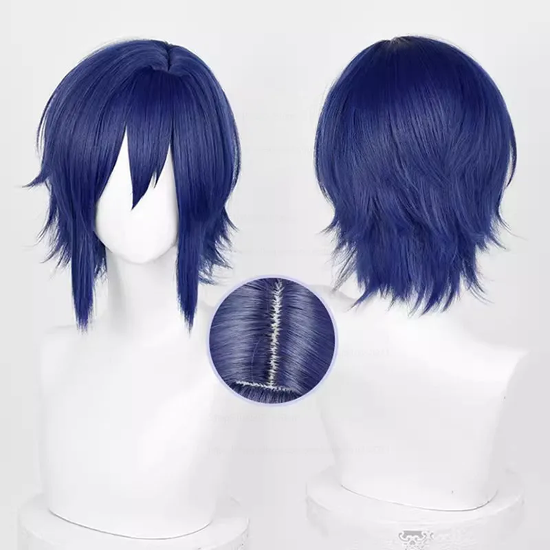 KAITO COSPLAY WIG krátke vlasy tmavo modrá parochňa COSPLAY Anime Cosplay Parochne s teplom odolným syntetickým parochňou+parochňou čiapka