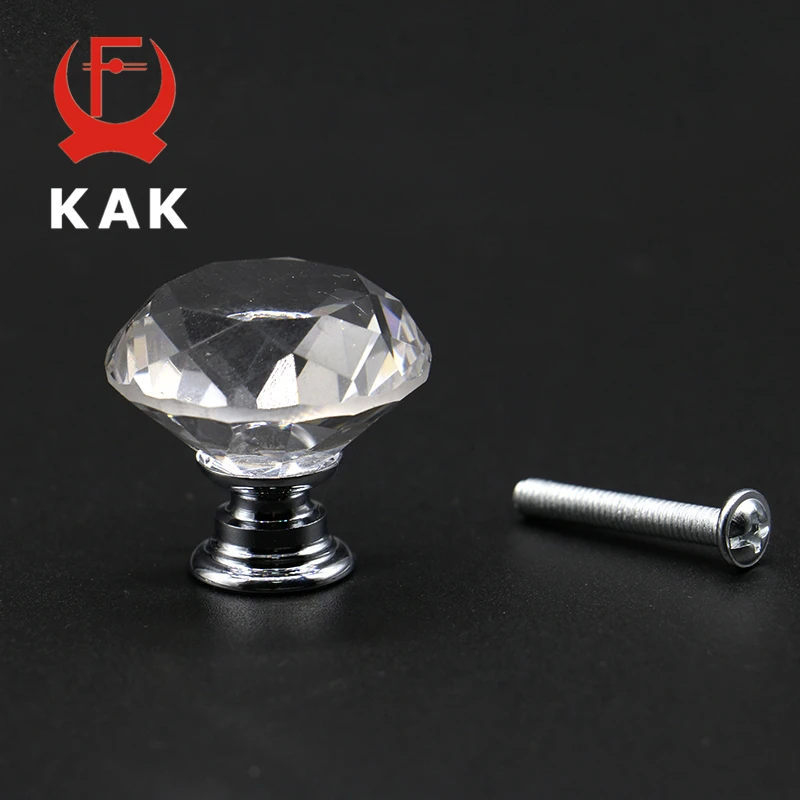 KAK 5KS/LOT 20-40 mm Diamond Tvar Design Crystal Glass Gombs skriňová zásuvka Pull Kuchynská skrinka skriňa rukoväte Hardware