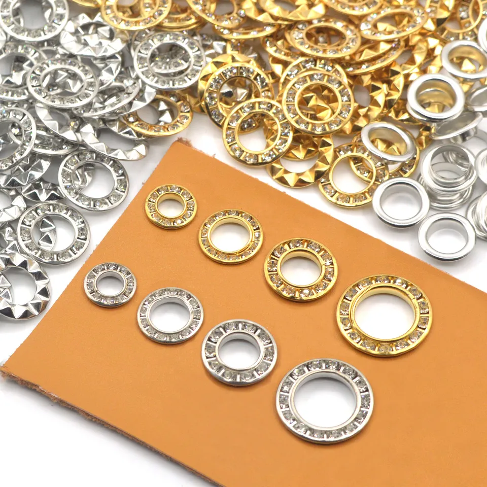 Kalaso mosadz Crystal Grommet Declestone Eyelet Fit Leather Craft topánky Ručne vyrobené DIY DODALENIA 12 mm/15 mm/17 mm/22 mm