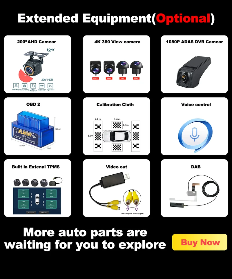 Kalibračná handrička Temperovaná film pre autom rádio prehrávača Android DAB+ 1080p DVR TPMS CarPlay OBD 360 Camera