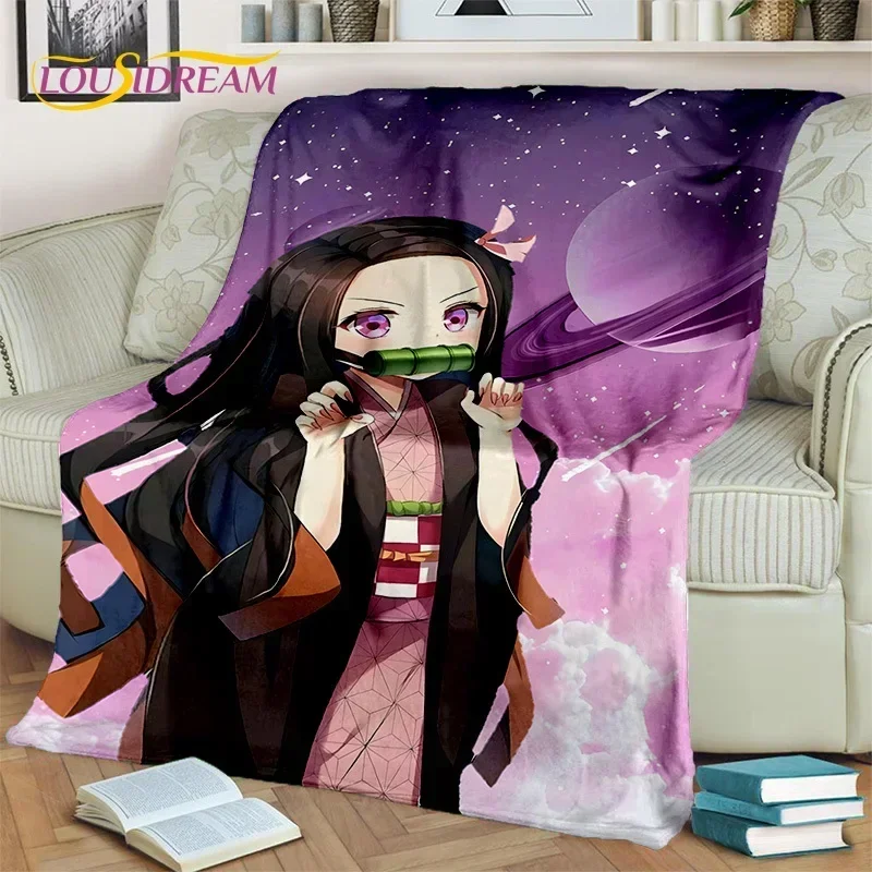 Kamado Nezuko Demon S-Slayer Japan Anime Soft Flanel Deka pre postele spálne pohovka piknik, hodiť prikrývku pre Kidoutdoors voľný čas