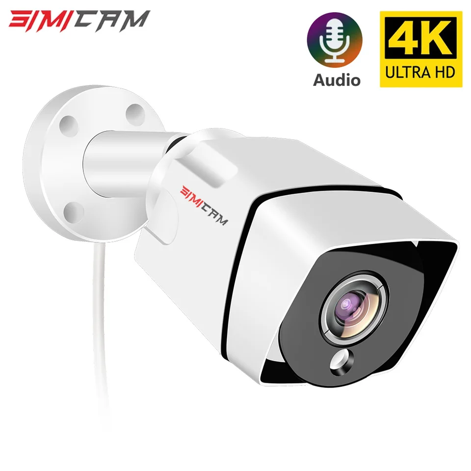Kamera pre sledovanie sledovania, zabezpečenie 4K Whit Audio Metal, 48v Poe, DC12V, 4MP, 5MP, 8MP, infračervené nočné videnie, vodotesné