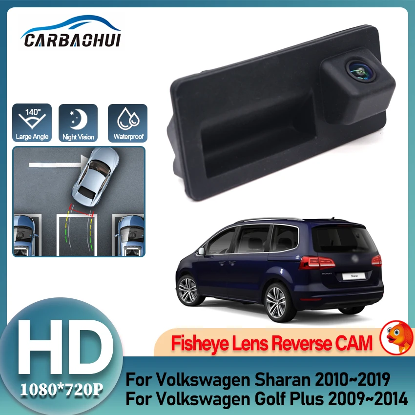Kameru na rukoväť automobilu pre Volkswagen Sharan 2010 ~ 2019 Golf Plus 2009 ~ 2014 Nočný záložný visiin Zadný pohľad na fotoaparát široký uhol fotoaparátu
