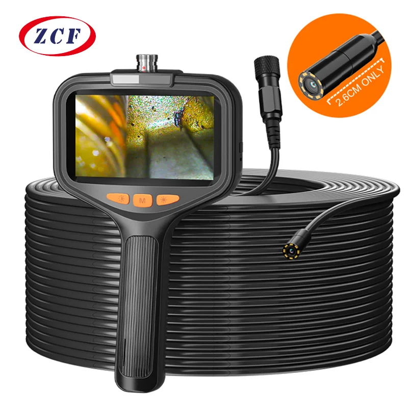 Kameru s ručným endoskopom 4,3 palca 2-100 metrov tuhý kábel HD1080p 8 mm/5,5 mm predná bočná šošovka Kontrola rúrky