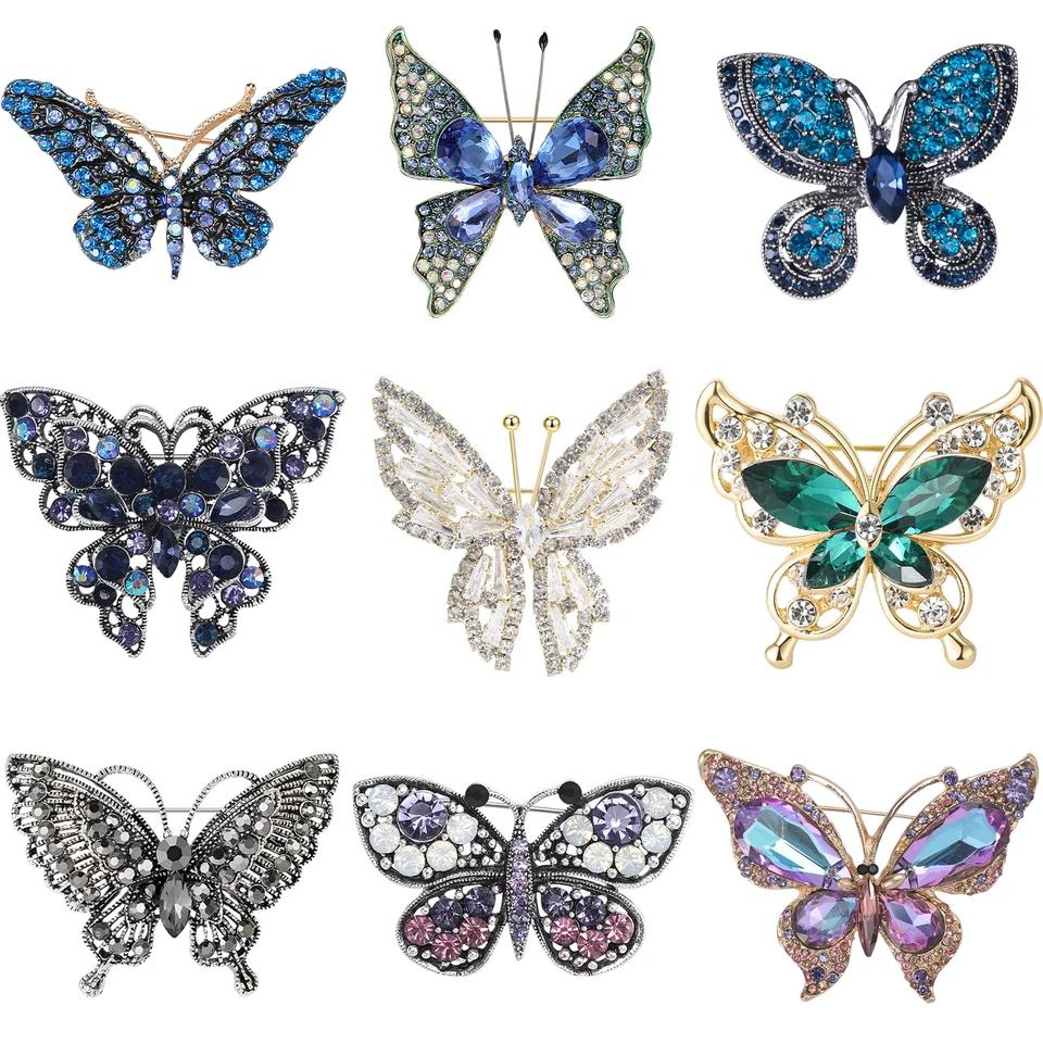 Kamienok Butterfly Pin pre ženy motýľov brošne hmyz hmyz klopne pin banket batohové darčeky šperky doplnky