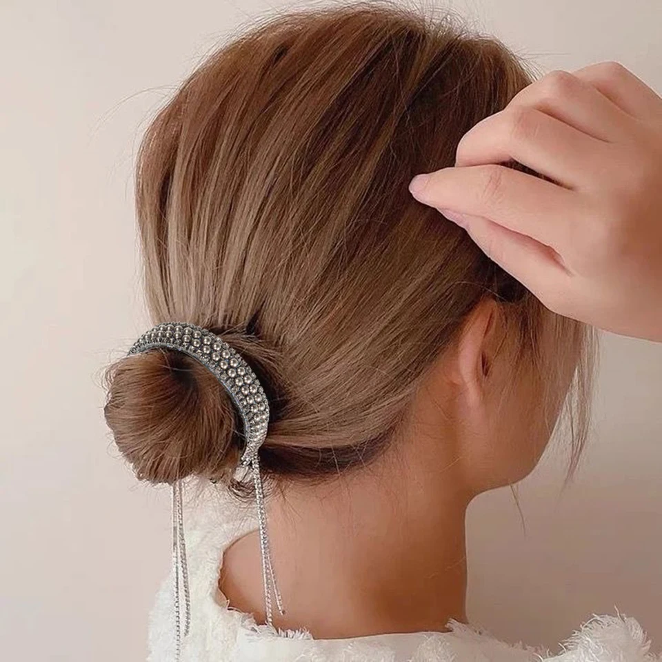 Kamienok Crtstal Hairpin Bun Girls Kórejský cop clips zubné nekĺzavé svorky vlasové pazúry dámske módne vlasové šperky