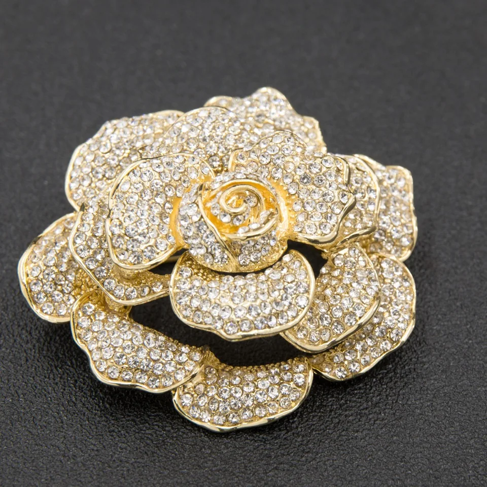 Kamienok Crystal Rose Flower Broš