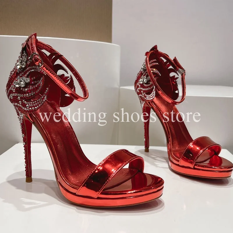 Kamienok s vysokými podpätkami vysoké podpätky crack kožené dámske pumps pumps sexy členkový remienok vysoké podpätky burinové párty ples topánky 11,5 cm