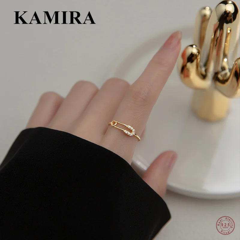 Kamira 925 Sterling Silver Kórejský list u pripravte lesklý zirkónový okrúhly kruh pre ženy narodeniny Populárne elegantné šperky 2021 nové
